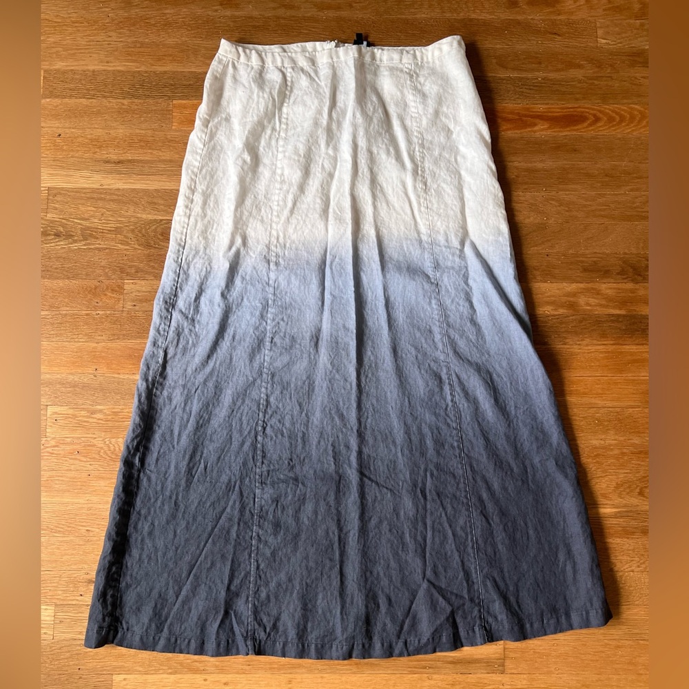 Blue by Saks 5th Ave ombre dip white & indigo blue linen A-line midi maxi Sz L